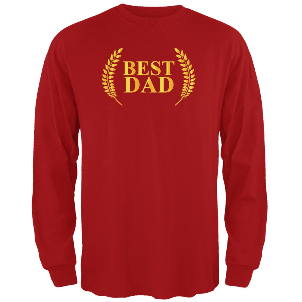 Fathers Day - Best Dad Laurel Red Adult Long Sleeve T-Shirt Men's Long Sleeves Old Glory 2XL Red
