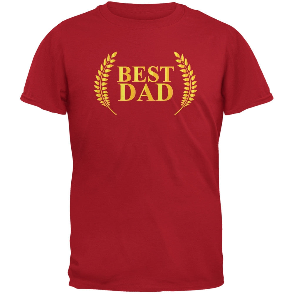 Fathers Day - Best Dad Laurel Red Adult T-Shirt Men's T-Shirts Old Glory 2XL Red