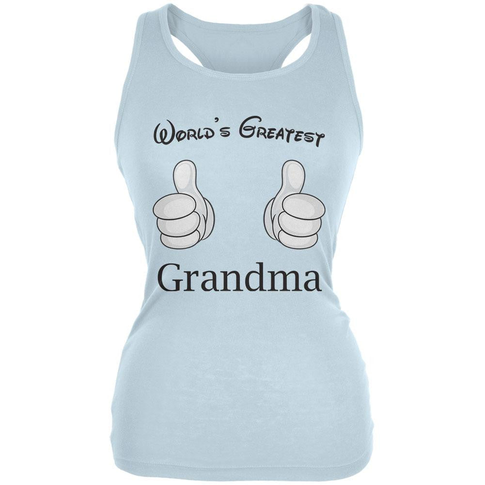 Mother's Day - World's Greatest Grandma Cartoon Pale Blue Juniors Soft Tank Top Juniors Tank Tops Old Glory 2XL Blue