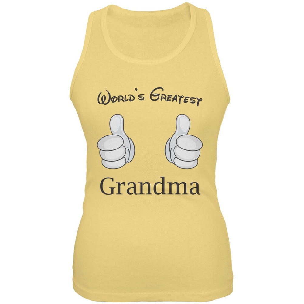 Mother's Day - World's Greatest Grandma Cartoon Yellow Juniors Soft Tank Top Juniors Tank Tops Old Glory 2XL Yellow