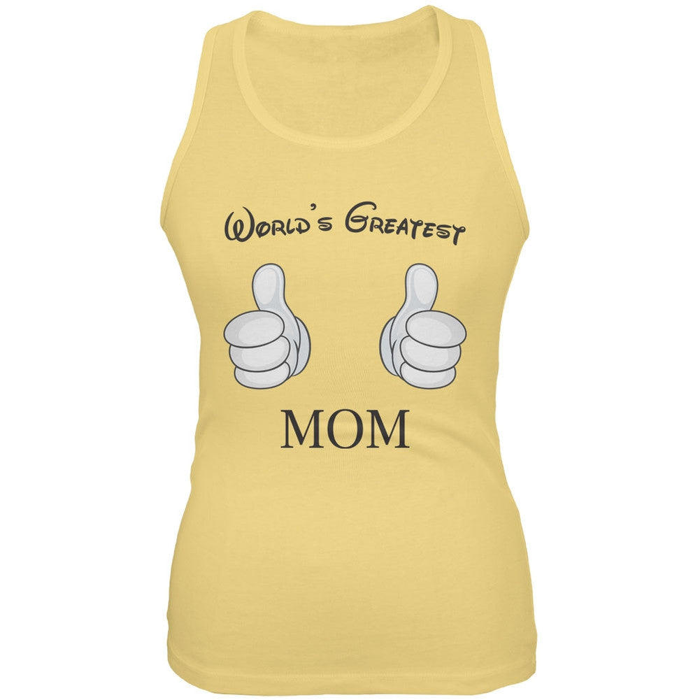 Mother's Day - World's Greatest Mom Cartoon Yellow Juniors Soft Tank Top Juniors Tank Tops Old Glory 2XL Yellow