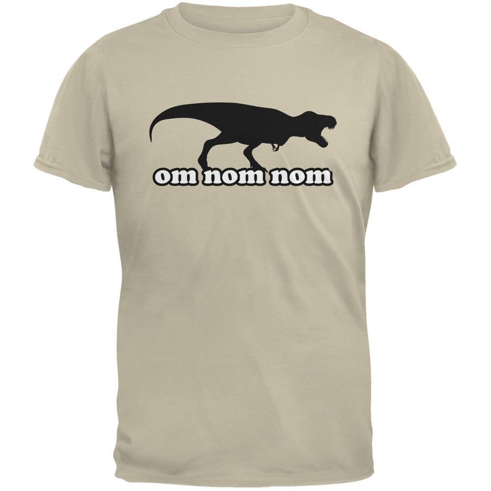 Jurassic - T-rex Om Nom Nom Sand Adult T-Shirt Men's T-Shirts Old Glory 2XL Off-White