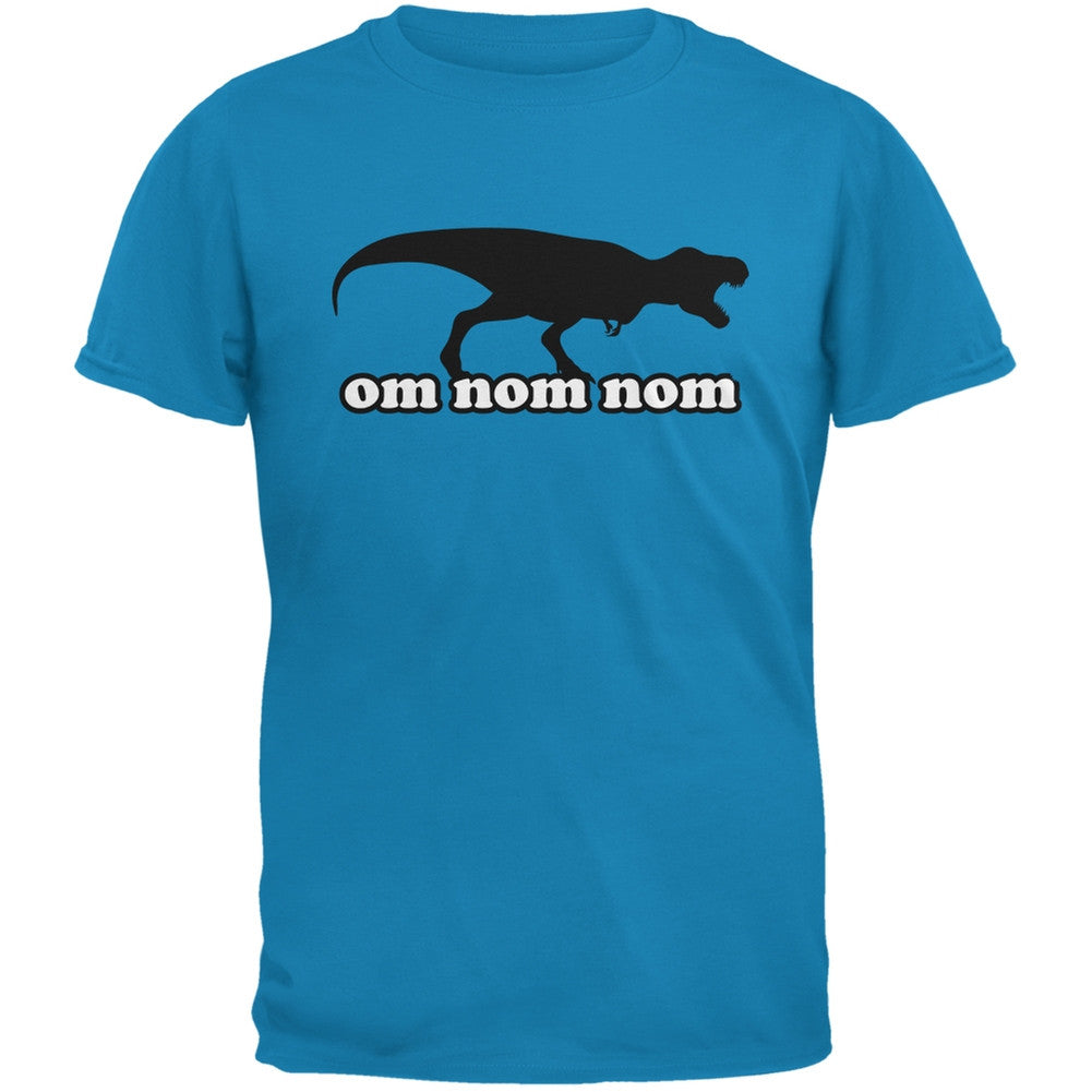 Jurassic - T-rex Om Nom Nom Sapphire Blue Adult T-Shirt Men's T-Shirts Old Glory 2XL Blue