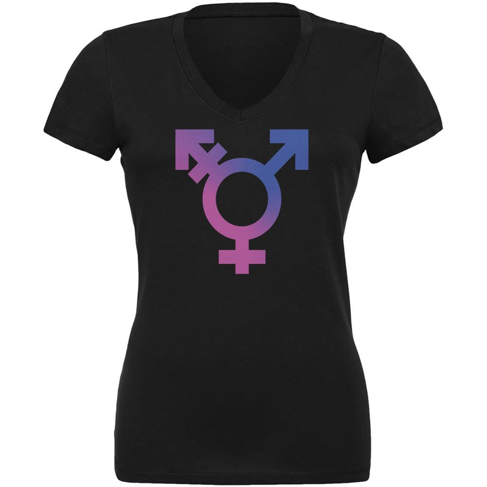 Transgender Symbol Caitlyn Jenner Black Juniors V-Neck T-Shirt Juniors T-Shirts Old Glory 2XL Black