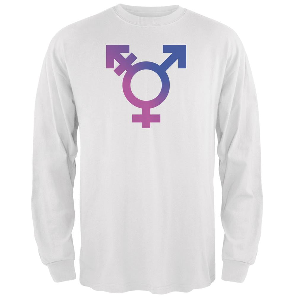 Transgender Symbol Caitlyn Jenner White Adult Long Sleeve T-Shirt Men's Long Sleeves Old Glory 2XL White