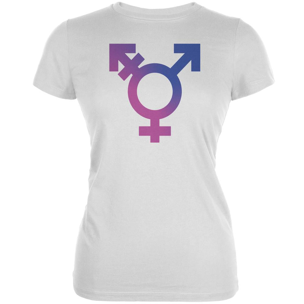 Transgender Symbol Caitlyn Jenner White Juniors Soft T-Shirt Juniors T-Shirts Old Glory 2XL White