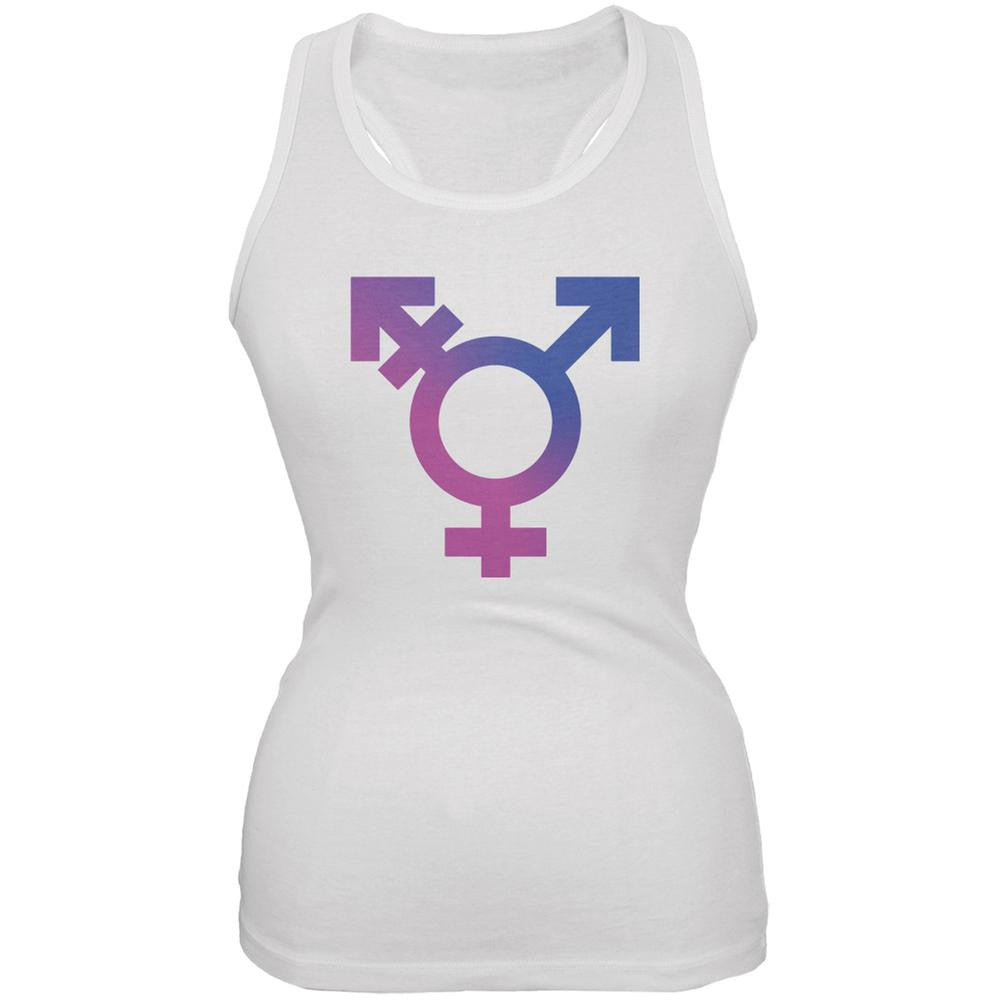 Transgender Symbol Caitlyn Jenner White Juniors Soft Tank Top Juniors Tank Tops Old Glory 2XL White