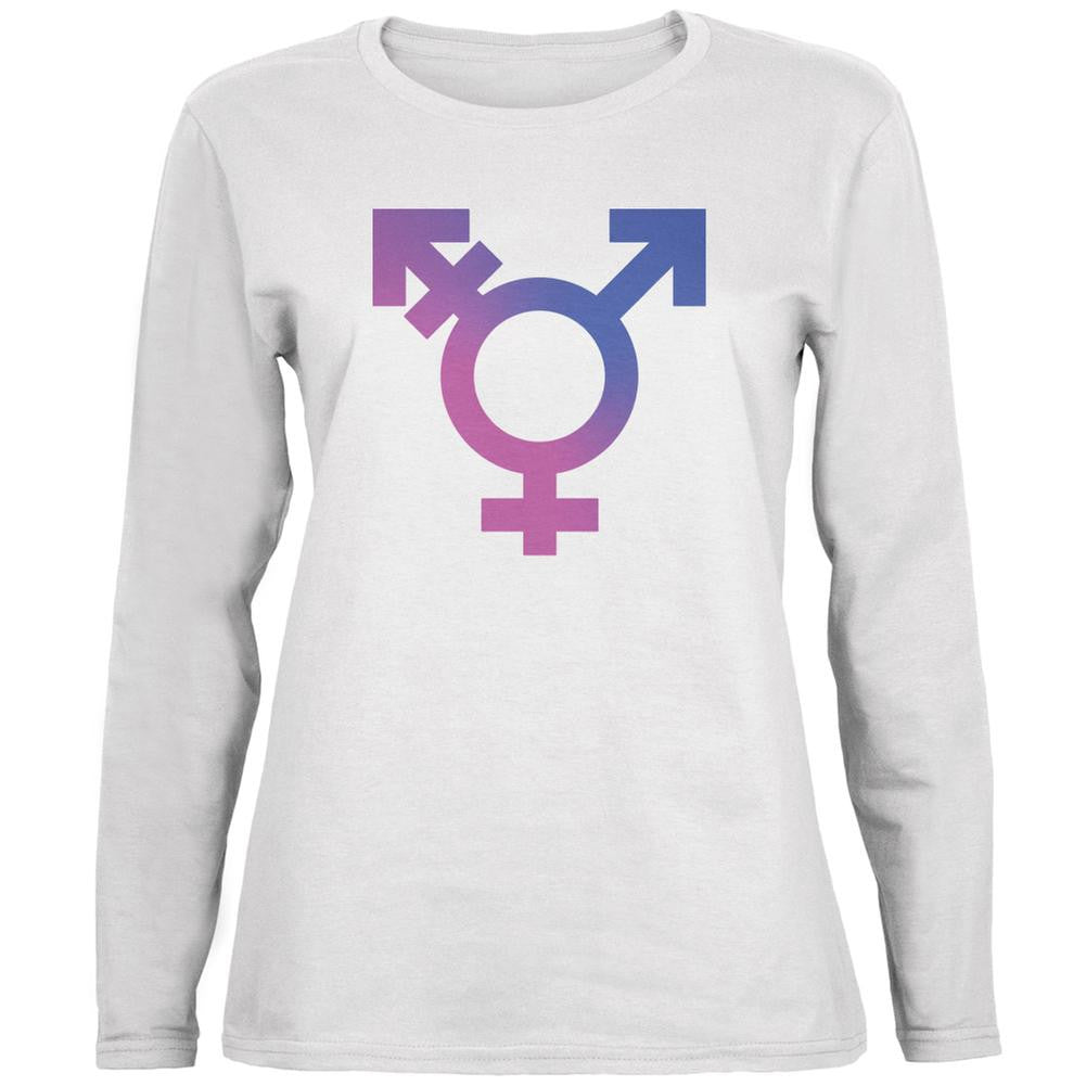 Transgender Symbol Caitlyn Jenner White Ladies Long Sleeve T-Shirt Women's Long Sleeves Old Glory 2XL White