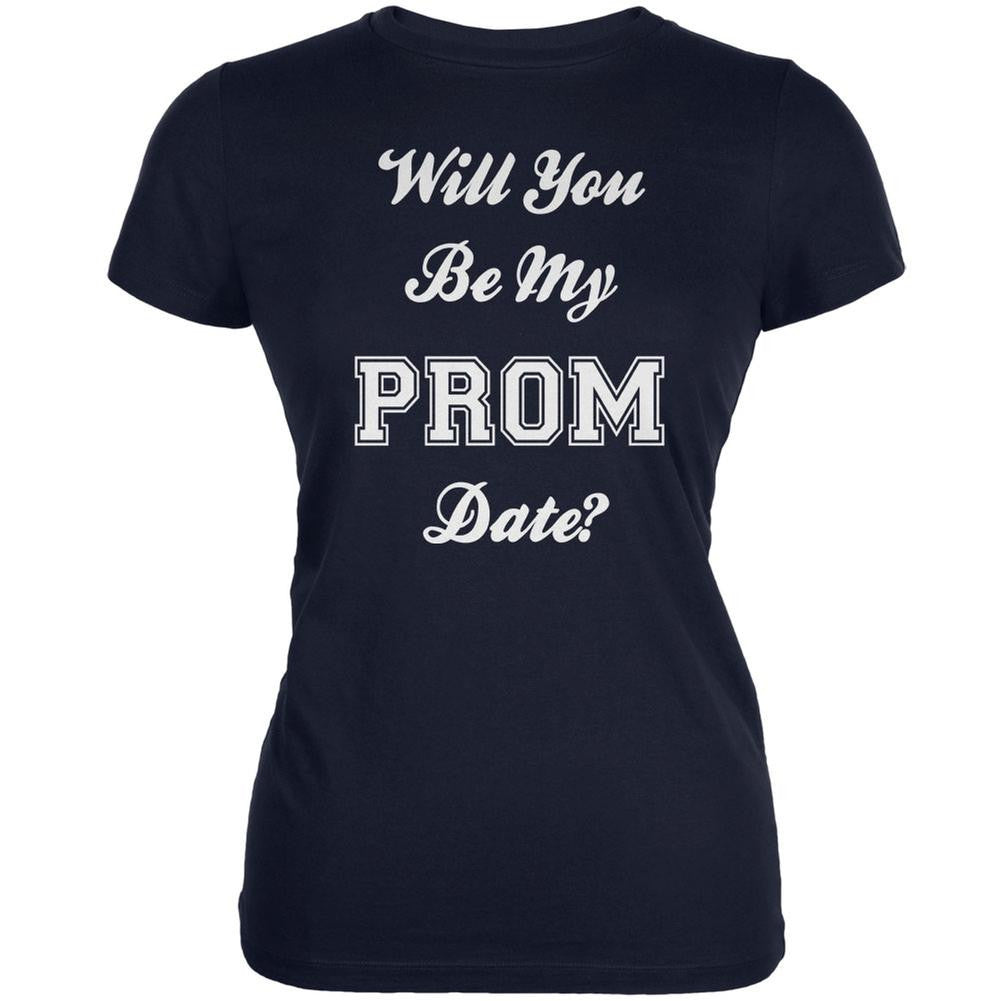 Prom Date The Big Ask Navy Juniors Soft T-Shirt Juniors T-Shirts Old Glory 2XL Blue