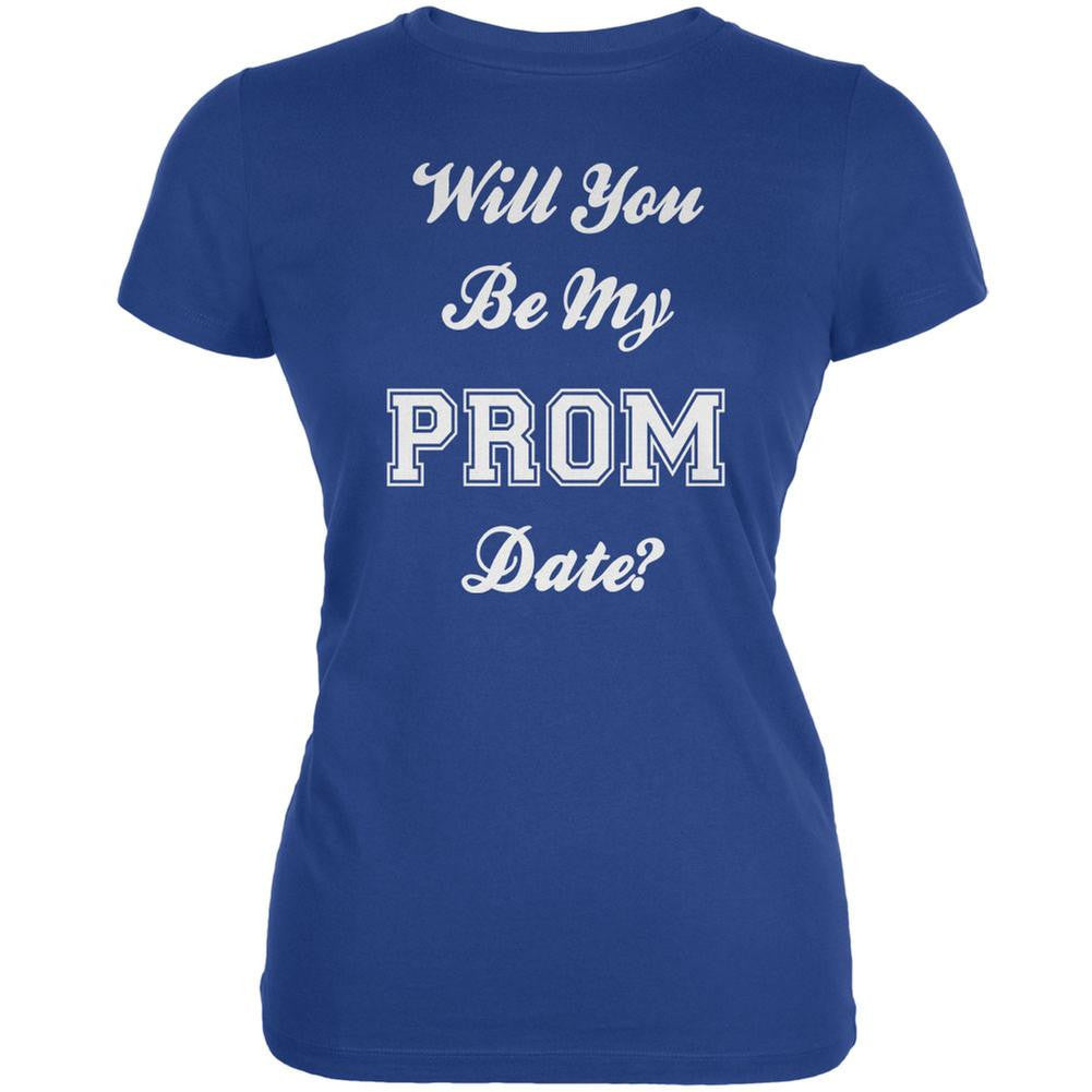 Prom Date The Big Ask Royal Juniors Soft T-Shirt Juniors T-Shirts Old Glory 2XL Blue