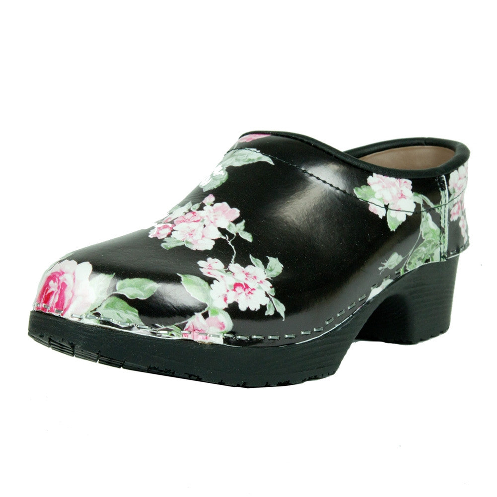 Cape Clogs Black Rose Closed Back Womens Clogs Clogs Cape Clogs 37