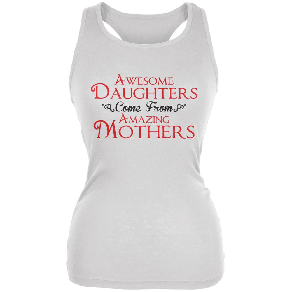 Mothers Day - Awesome Daughters Amazing White Juniors Soft Tank Top Juniors Tank Tops Old Glory 2XL White