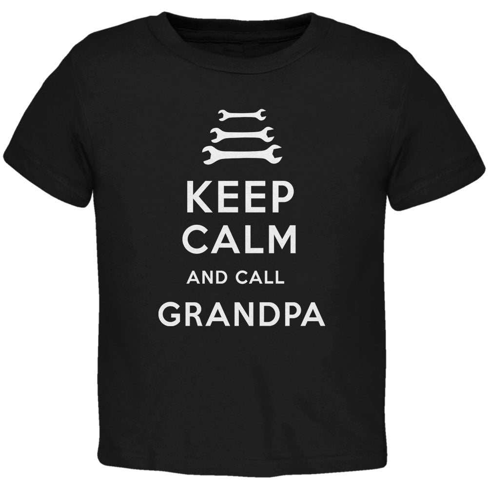 Father's Day Keep Calm & Call Grandpa Black Toddler T-Shirt Toddler T-Shirts Father's Day 2T Black