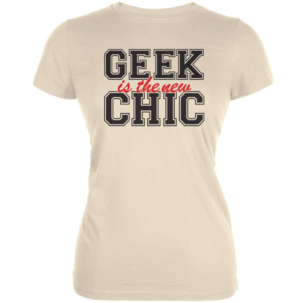 Geek is the new Chic Cream Juniors Soft T-Shirt Juniors T-Shirts Old Glory 2XL Off-White