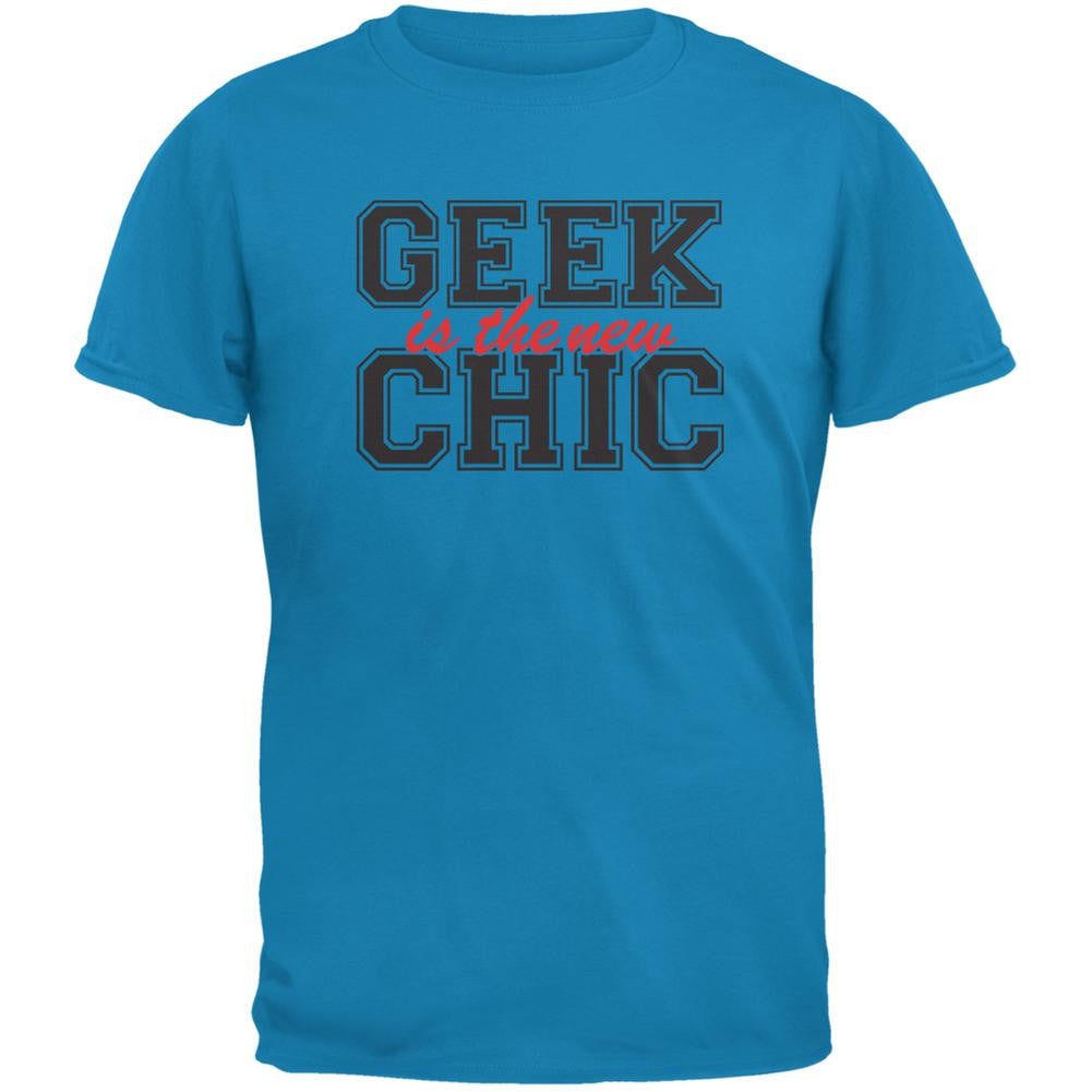 Geek is the new Chic Sapphire Blue Adult T-Shirt Men's T-Shirts Old Glory 2XL Blue