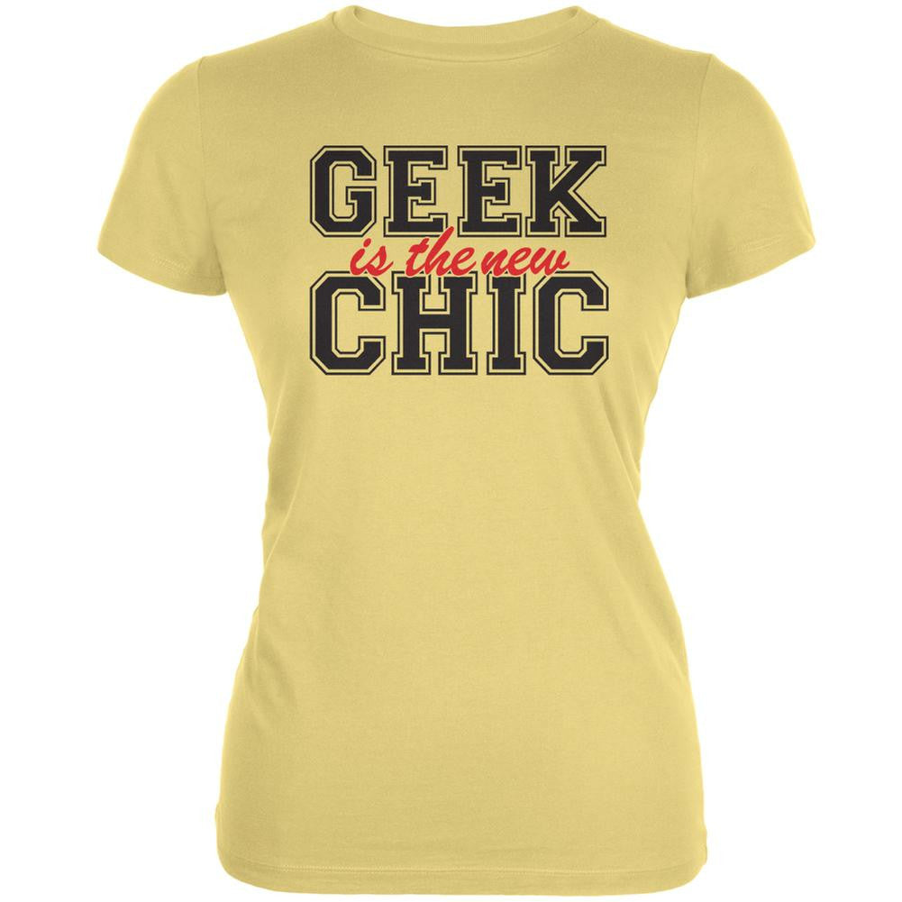 Geek is the new Chic Yellow Juniors Soft T-Shirt Juniors T-Shirts Old Glory LG Yellow
