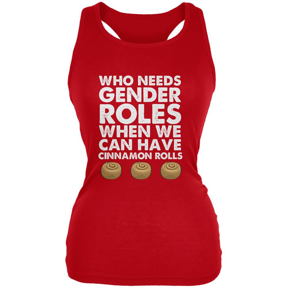 Who Needs Gender Roles - Cinnamon Rolls Red Juniors Soft Tank Top Juniors Tank Tops Old Glory 2XL Red