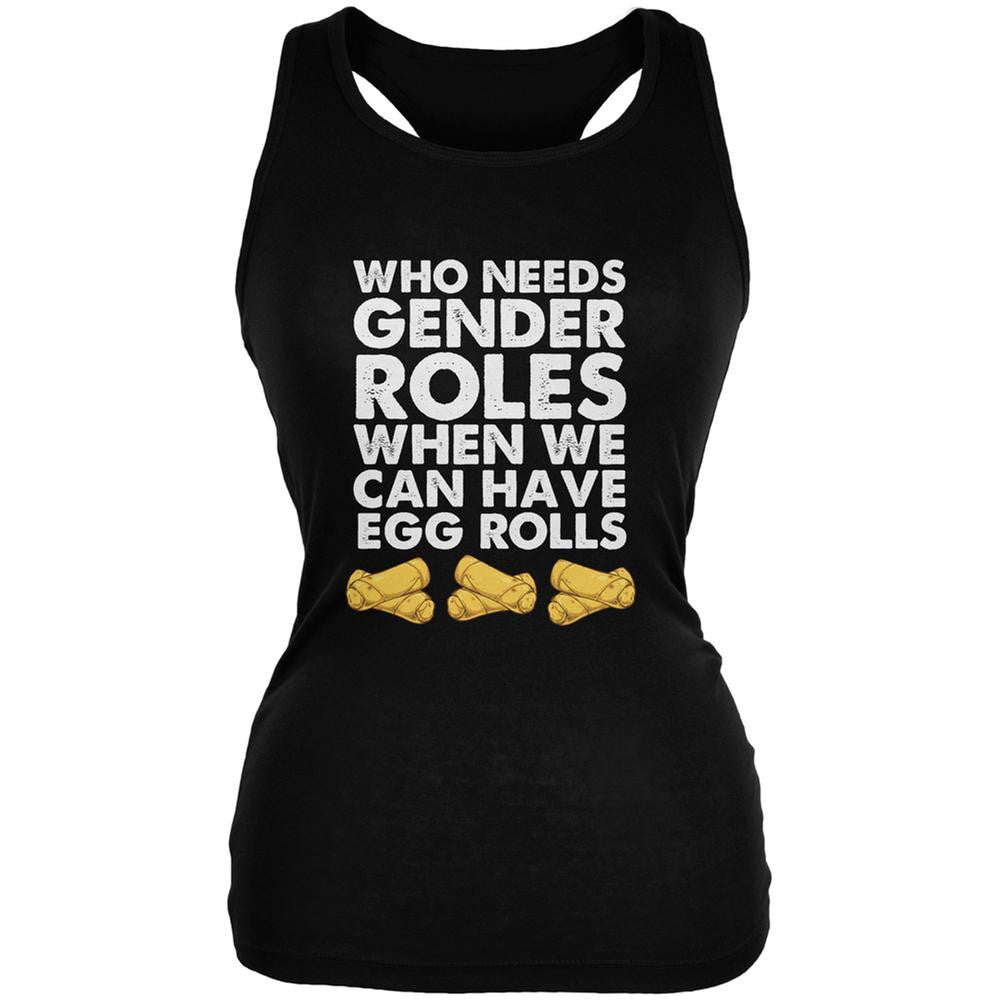 Who Needs Gender Roles - Egg Rolls Black Juniors Soft Tank Top Juniors Tank Tops Old Glory 2XL Black