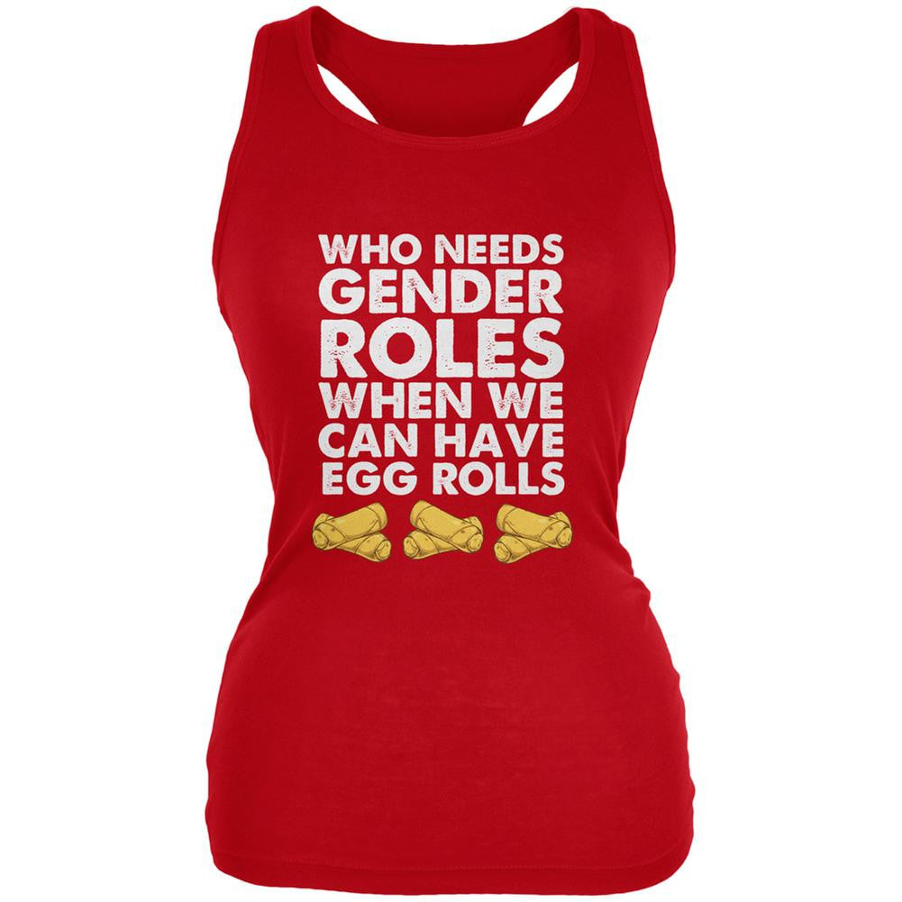 Who Needs Gender Roles - Egg Rolls Red Juniors Soft Tank Top Juniors Tank Tops Old Glory 2XL Red