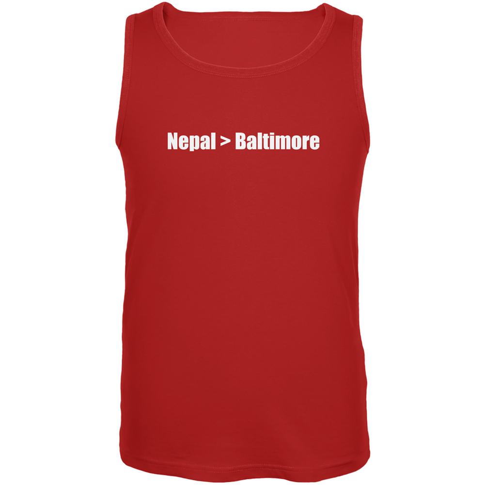 Nepal is Greater Than Baltimore Red Adult Tank Top Men's Tank Tops Old Glory 2XL Red