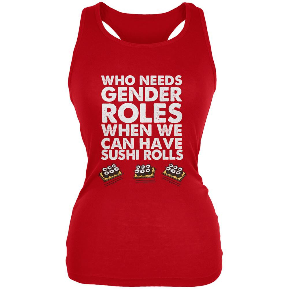 Who Needs Gender Roles - Sushi Rolls Red Juniors Soft Tank Top Juniors Tank Tops Old Glory 2XL Red