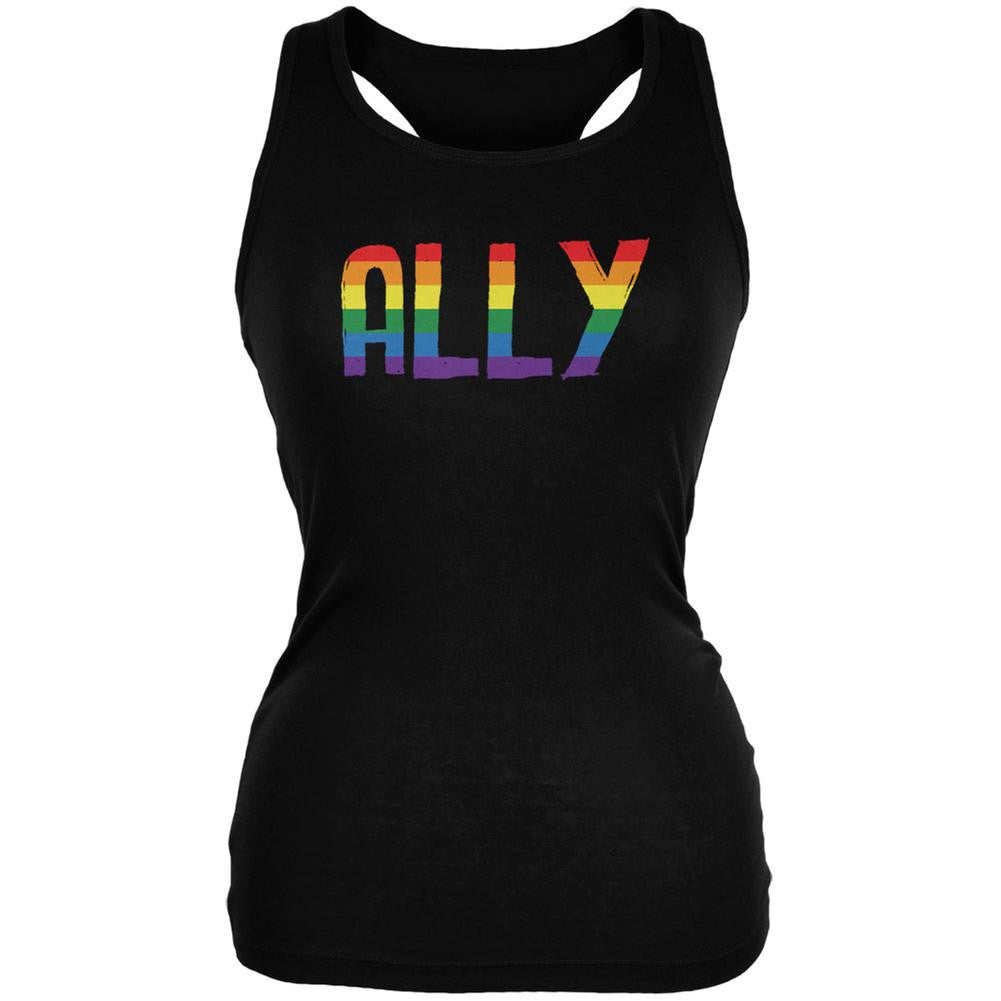 LGBT - Ally Pride Black Juniors Soft Tank Top Juniors Tank Tops Old Glory 2XL Black