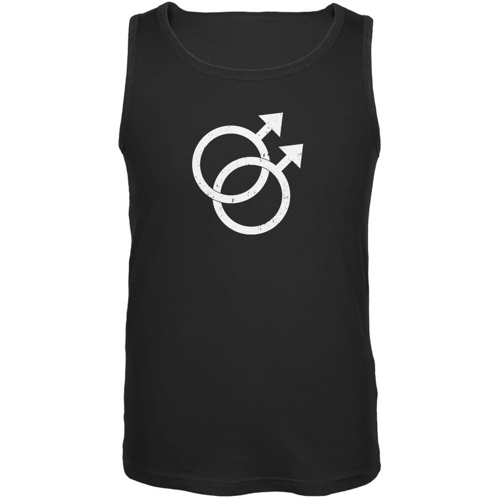 LGBT - Gay Pride Distressed Symbol Black Adult Tank Top Men's Tank Tops Old Glory 2XL Black