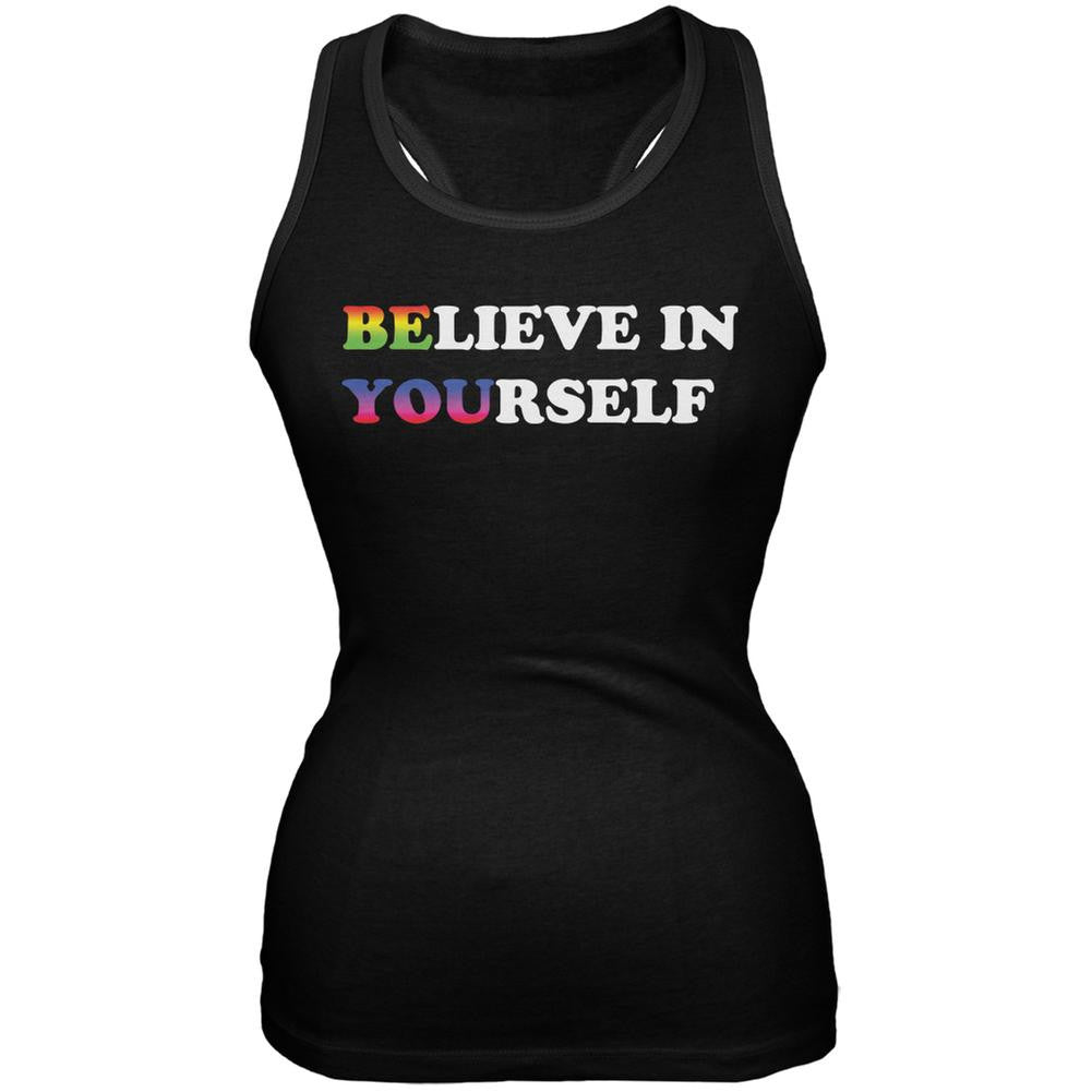 Believe in Yourself Be You LGBT Black Juniors Soft Tank Top Juniors T-Shirts Old Glory 2XL Black