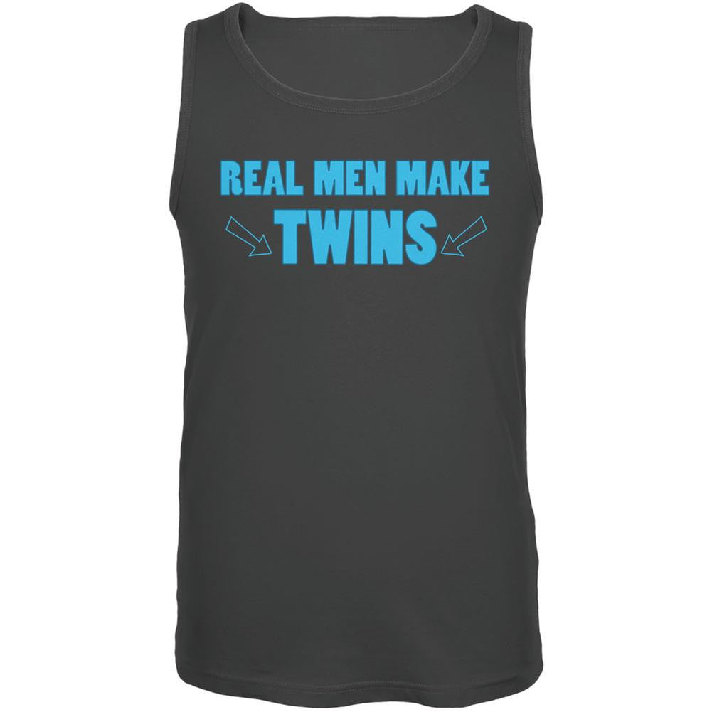 Father's Day Real Men Make Twins Charcoal Grey Adult Tank Top Men's Tank Tops Old Glory 2XL Grey