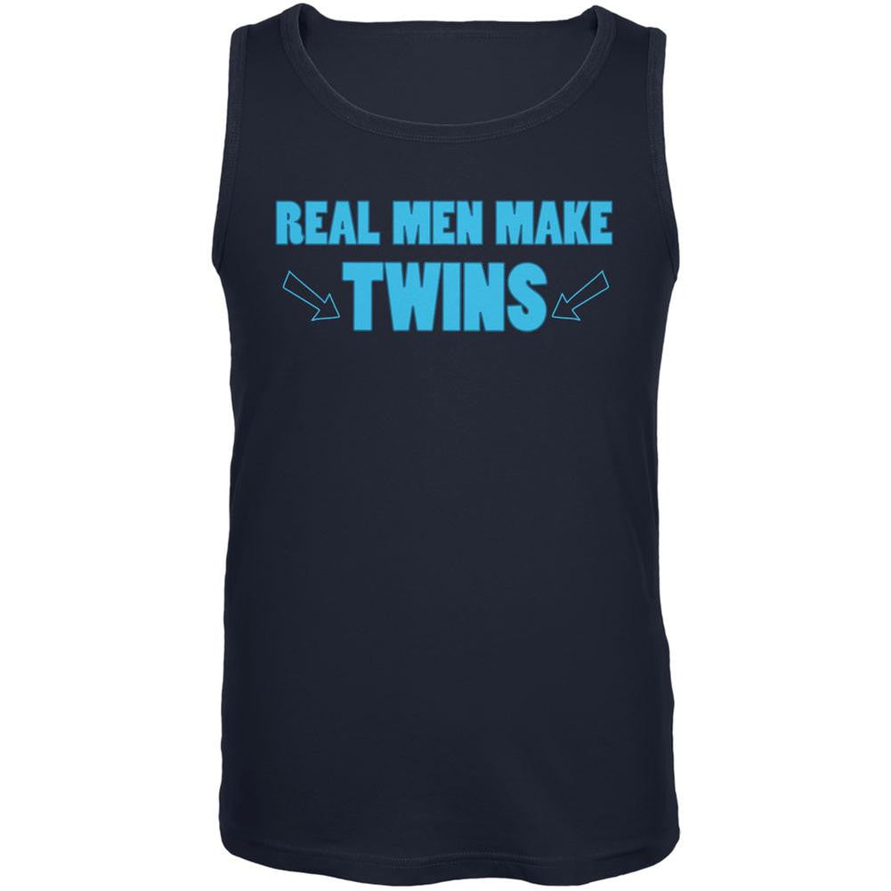 Father's Day Real Men Make Twins Navy Adult Tank Top Men's Tank Tops Old Glory 2XL Blue
