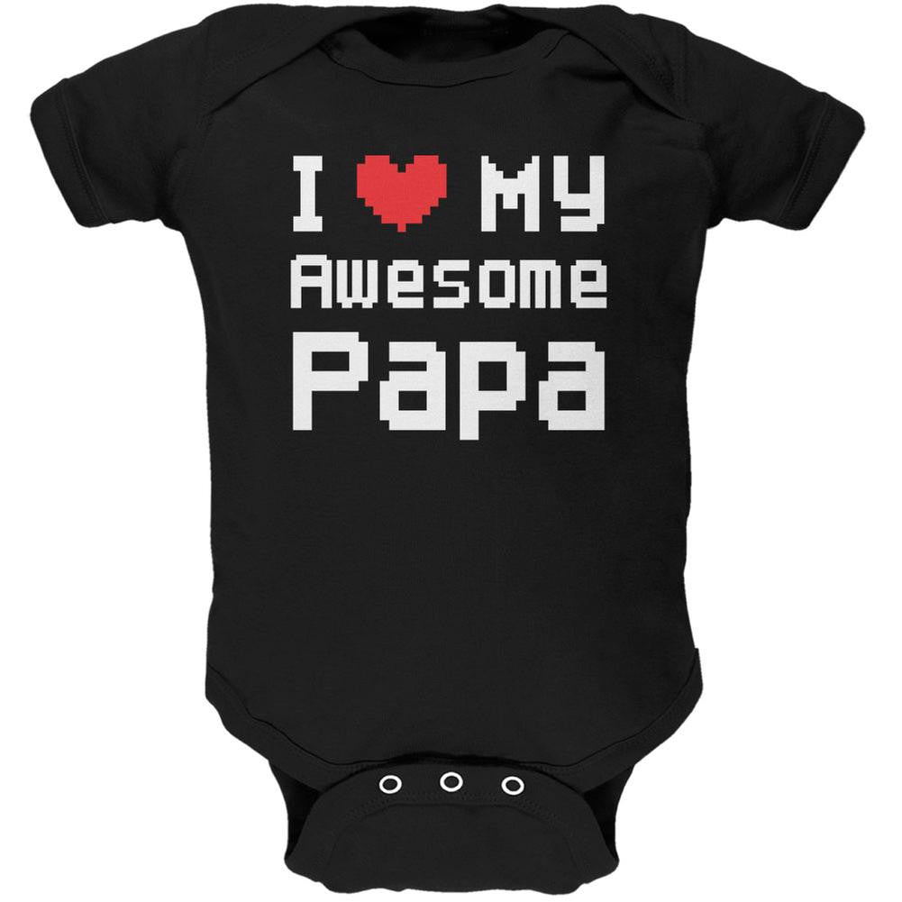 I Heart My Awesome Papa 8 Bit Pixel Black Soft Baby One Piece Baby One Piece Old Glory 0-3M Black