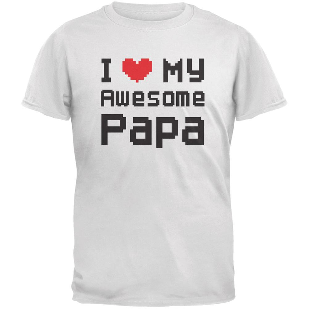 I Heart My Awesome Papa 8 Bit Pixel White Youth T-Shirt Youth T-Shirts Old Glory LG White