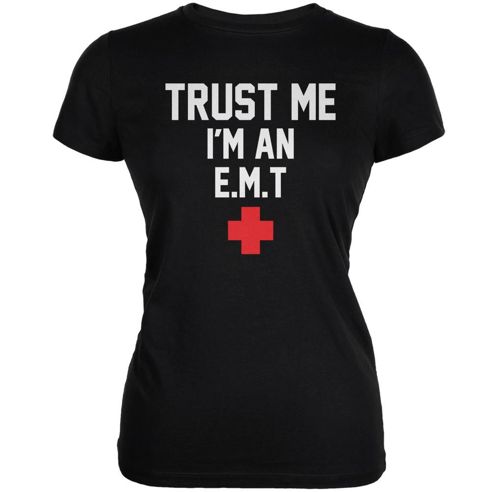 Trust Me Im An EMT Black Juniors Soft T-Shirt Juniors T-Shirts Old Glory 2XL Black