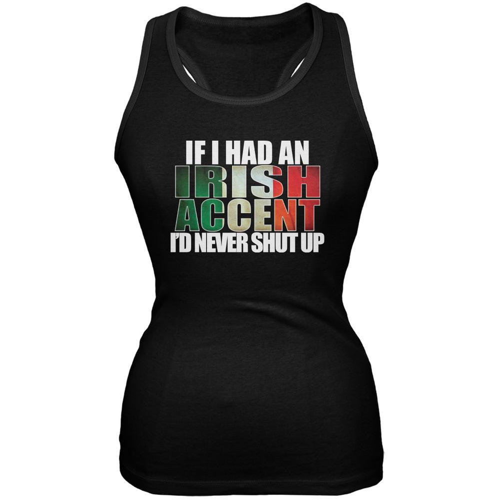 St Patricks Day Irish Accent Funny Black Juniors Soft Tank Top Juniors Tank Tops Old Glory 2XL Black