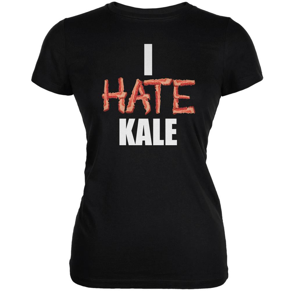 I Hate Kale Black Juniors Soft T-Shirt Juniors T-Shirts Old Glory 2XL Black