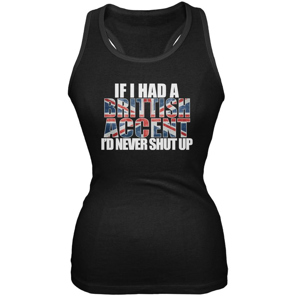 British Accent Funny Black Juniors Soft Tank Top Juniors Tank Tops Old Glory 2XL Black