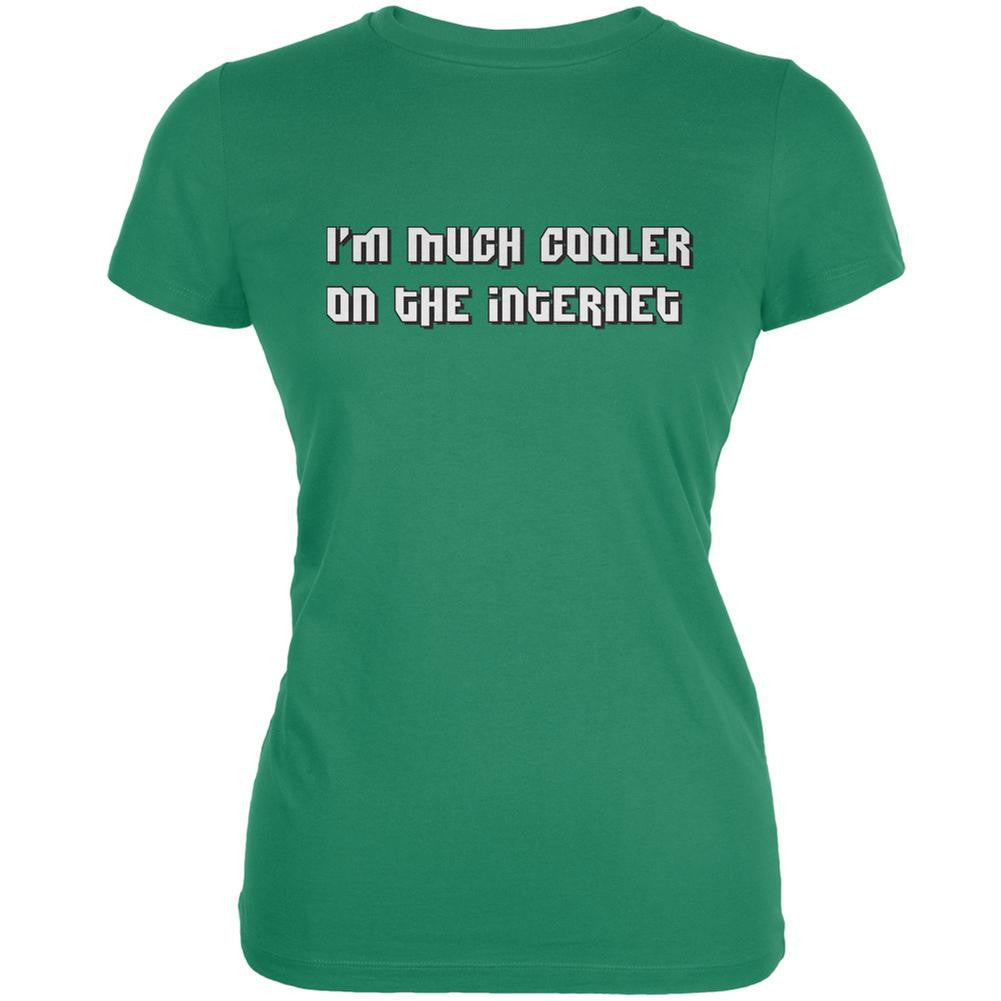 Much Cooler On The Internet Kelly Green Juniors Soft T-Shirt Juniors T-Shirts Old Glory 2XL Green