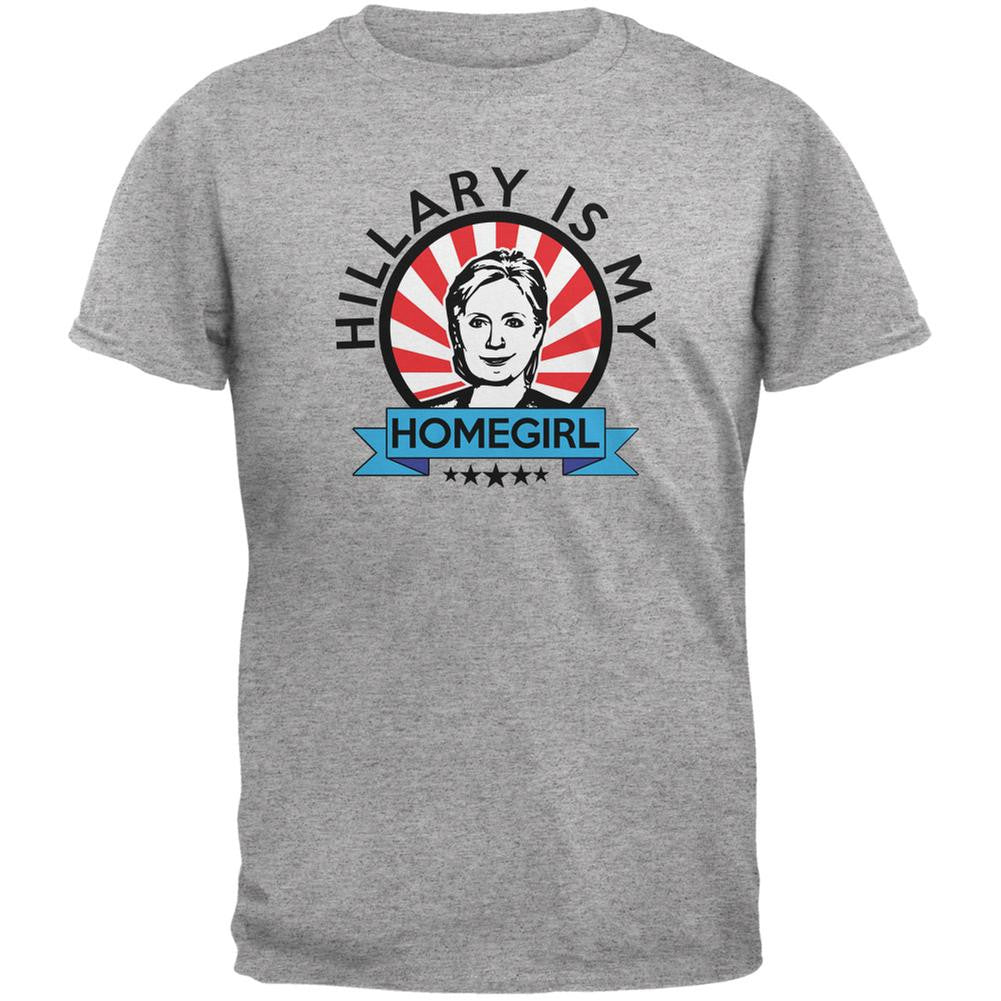 Hillary Is My Homegirl Heather Grey Adult T-Shirt Men's T-Shirts Old Glory 2XL Grey