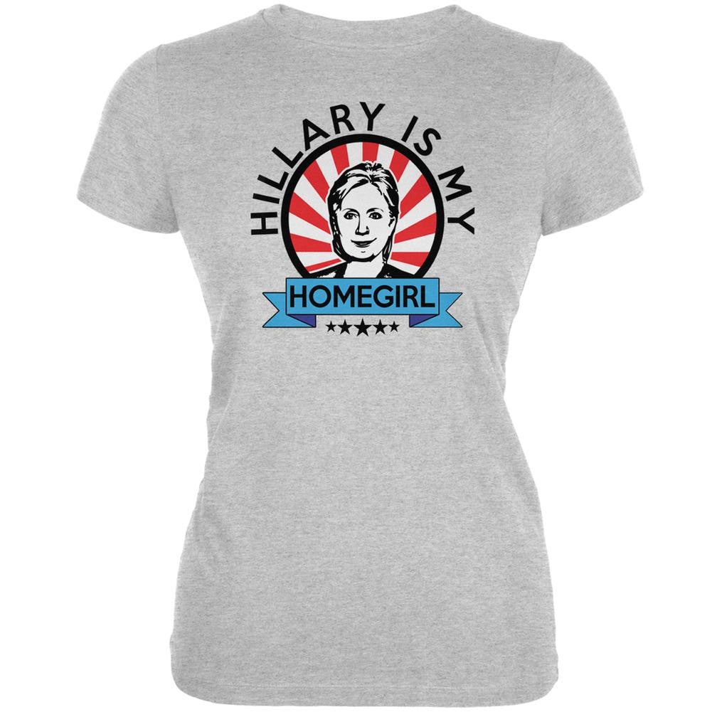 Hillary Is My Homegirl Heather Grey Juniors Soft T-Shirt Juniors T-Shirts Old Glory 2XL Grey