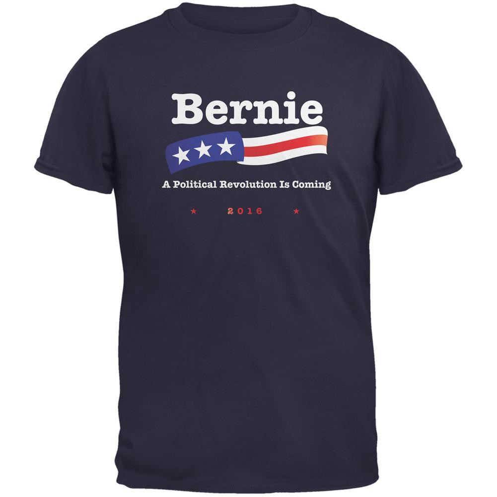 Election 2016 Bernie Sanders Revolution Navy Adult T-Shirt Men's T-Shirts Old Glory 2XL Blue