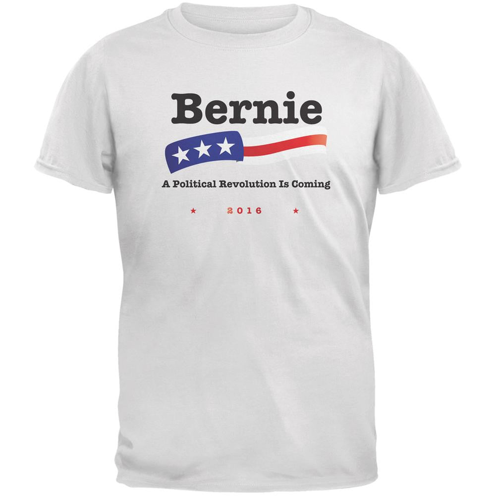 Election 2016 Bernie Sanders Revolution White Adult T-Shirt Men's T-Shirts Old Glory 2XL White
