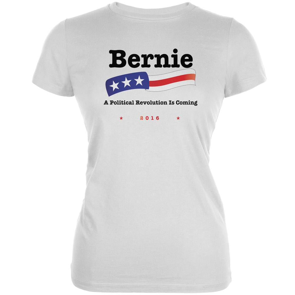 Election 2016 Bernie Sanders Revolution White Juniors Soft T-Shirt Juniors T-Shirts Old Glory 2XL White