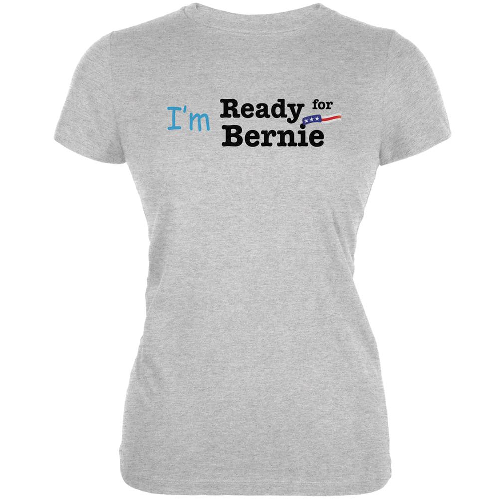 Election 2016 I'm Ready for Bernie Heather Grey Juniors Soft T-Shirt Juniors T-Shirts Old Glory 2XL Grey