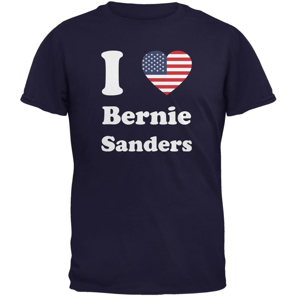 Election 2016 I Heart Bernie Sanders Navy Adult T-Shirt Men's T-Shirts Old Glory 2XL Blue