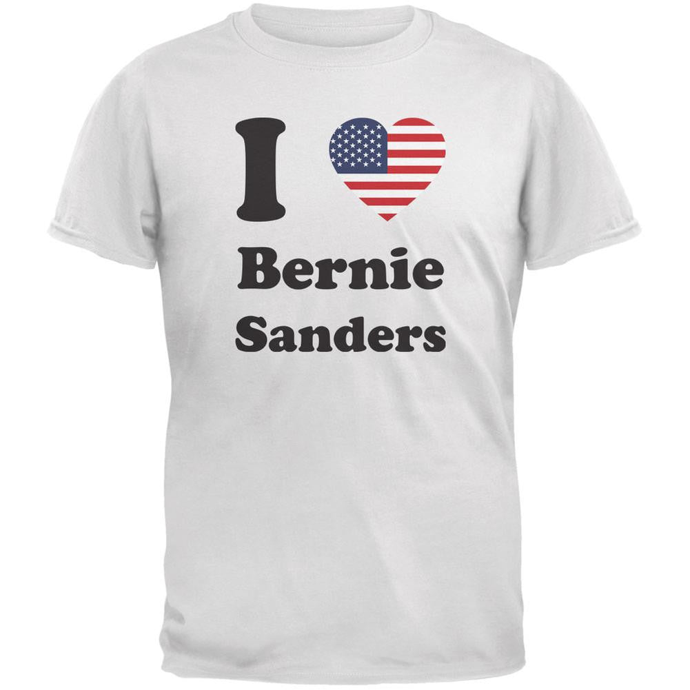 Election 2016 I Heart Bernie Sanders White Adult T-Shirt Men's T-Shirts Old Glory 2XL White