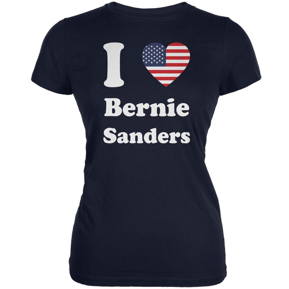 Election 2016 I Heart Bernie Sanders Navy Juniors Soft T-Shirt Juniors T-Shirts Old Glory 2XL Blue
