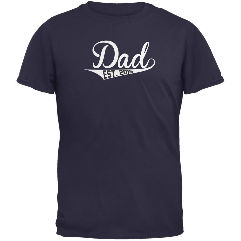 Fathers Day - Dad EST 2015 Navy Adult T-Shirt Men's T-Shirts Old Glory 2XL Blue