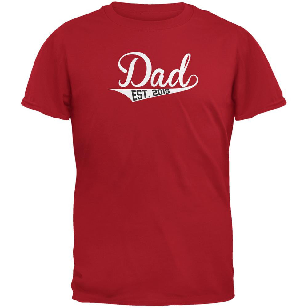 Fathers Day - Dad EST 2015 Red Adult T-Shirt Men's T-Shirts Old Glory 2XL Red