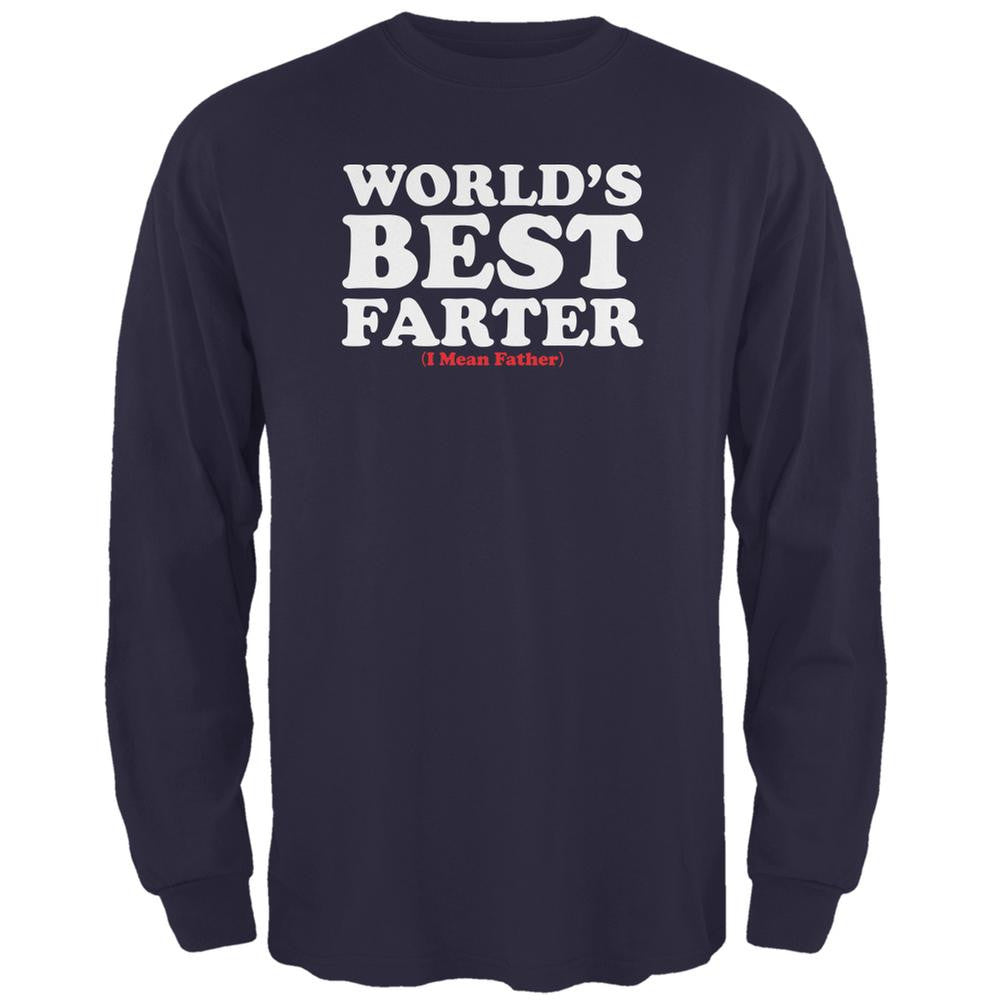 Fathers Day - World's Best Farter Navy Adult Long Sleeve T-Shirt Men's Long Sleeves Old Glory 2XL Blue