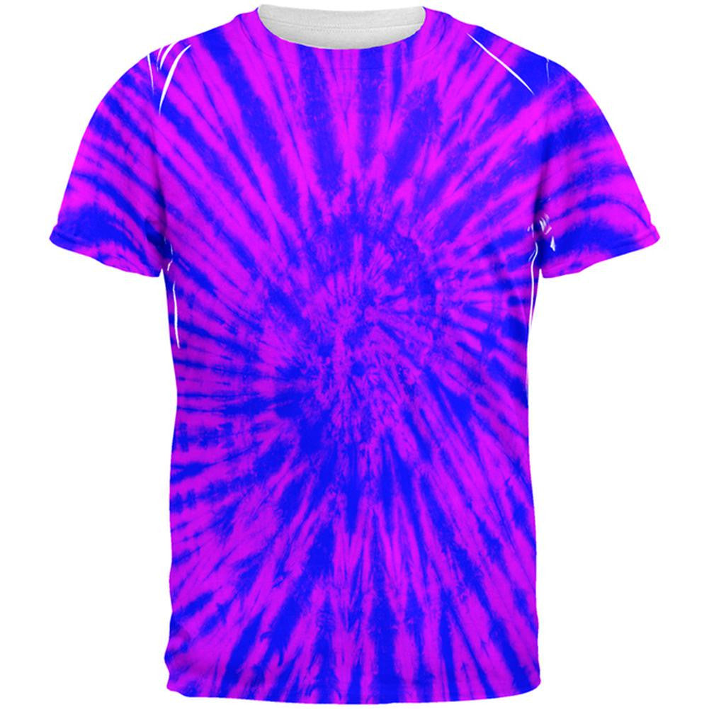 Transgender Tie Dye Blue Purple Pink All Over Adult T-Shirt Men's T-Shirts Old Glory 2XL Purple